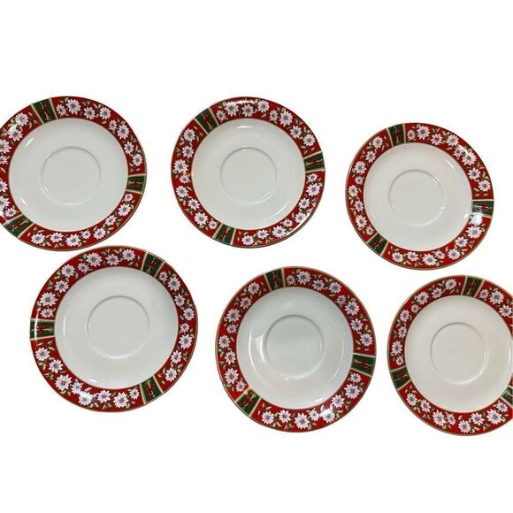 Charlton Hall Classic Traditions Christmas - Set of 4 Saucers Vintage - Picture 1 of 5
